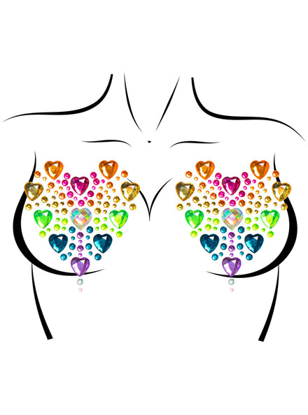 Prism Womens Rainbow Heart Nipple Jewels And Body Glitter Set Main Image