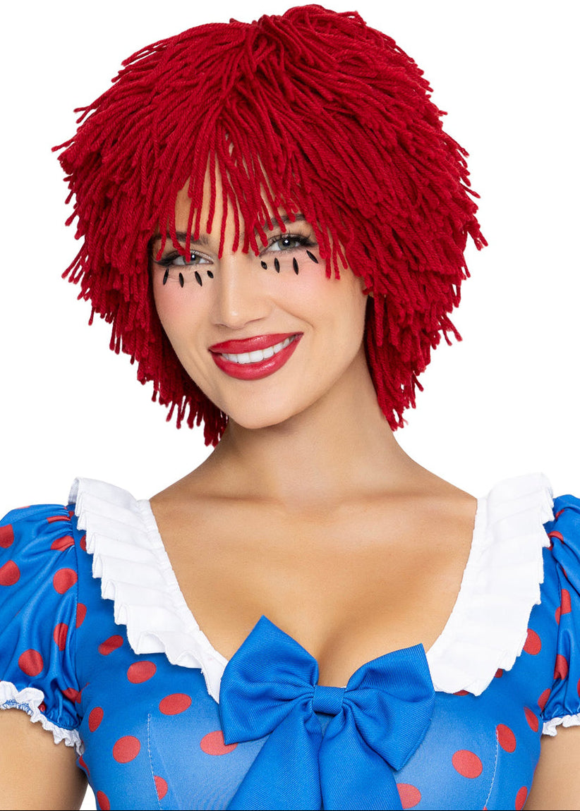 Rag Doll Womens Red Yarn Costume Wig