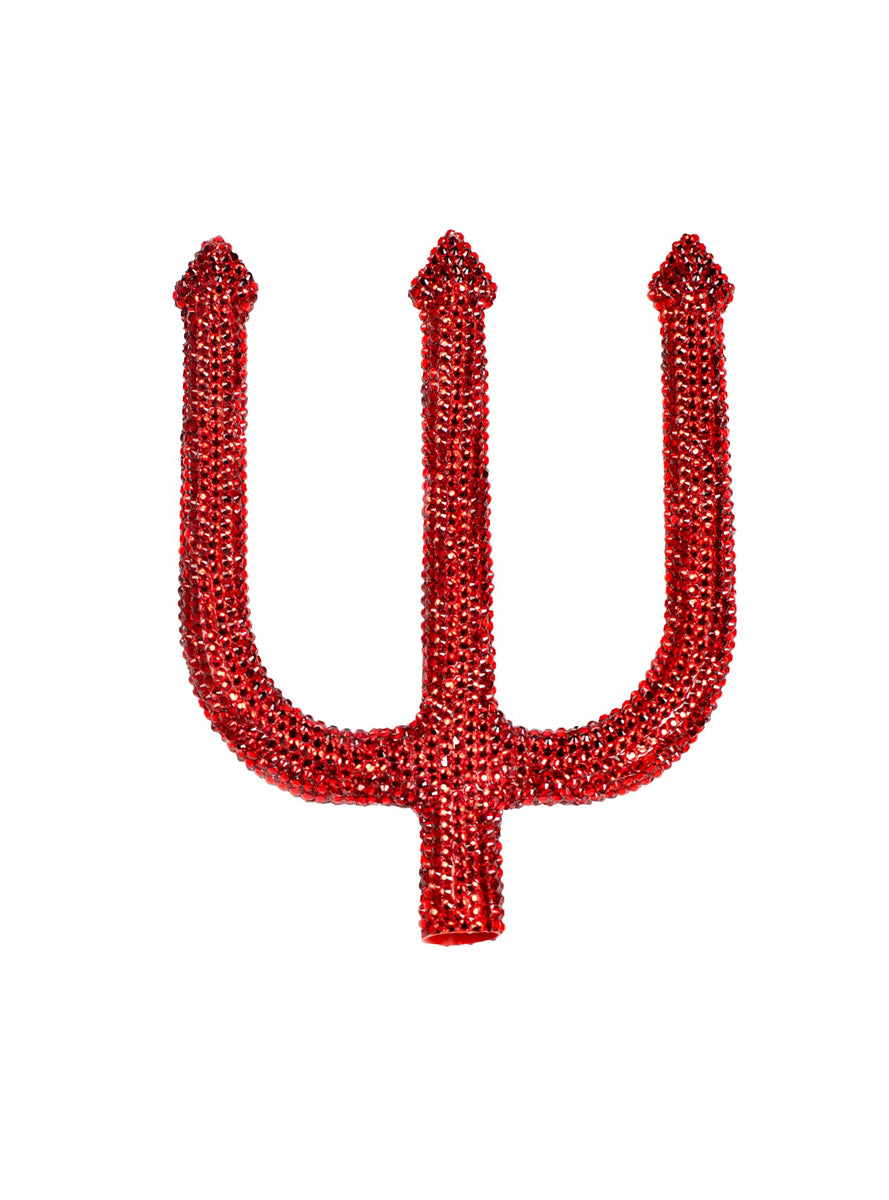 Womens Red Devil Rhinestone Pitchfork Halloween Costume Accessory Close Image