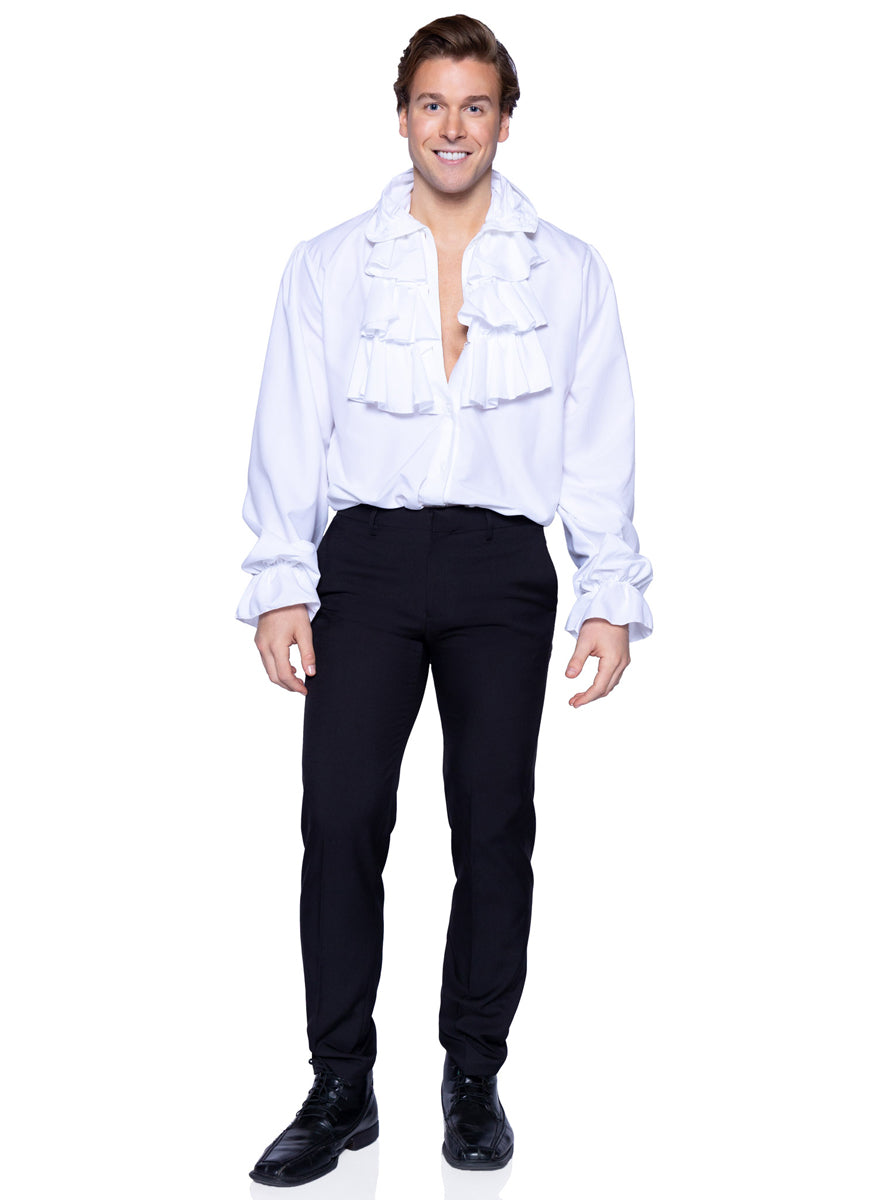 Mens White Ruffle Front Costume Shirt Alternative Image