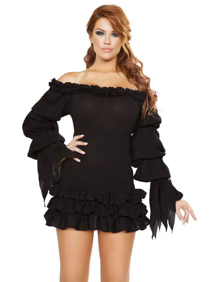 Ruffled Black Long Sleeve Pirate Costume Dress