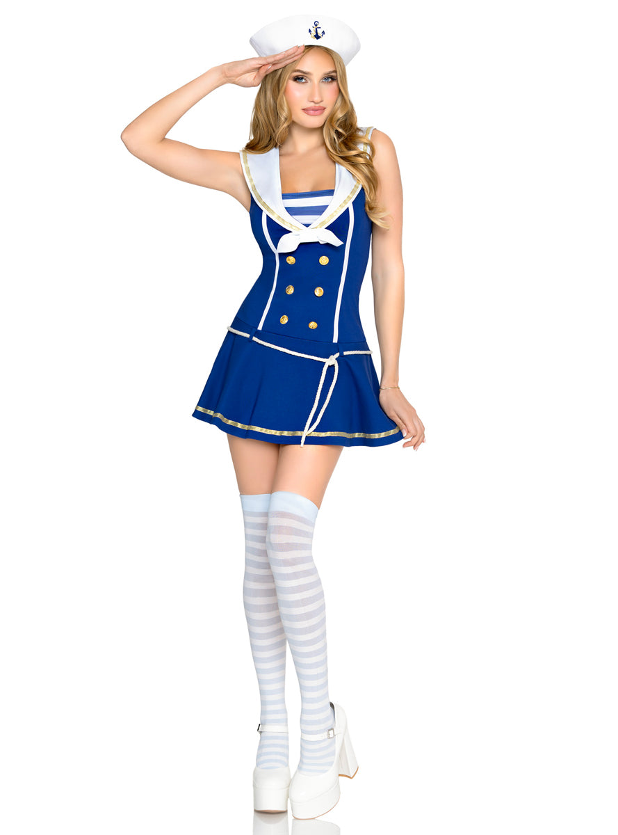 Sexy Womens Sailor Sweetie Blue Costume Front Image