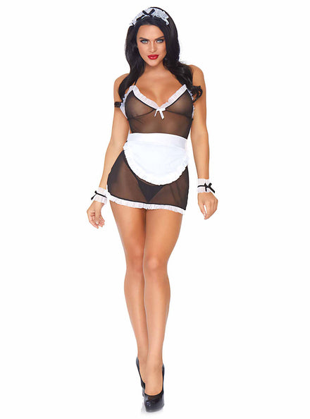 Seductive French Maid Sheer Sexy Costume Front Image