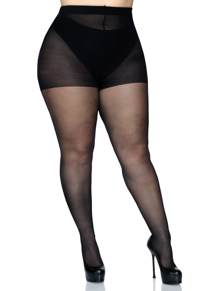 Plus Size Womens Black Full Length Stockings With Backseam Main Image