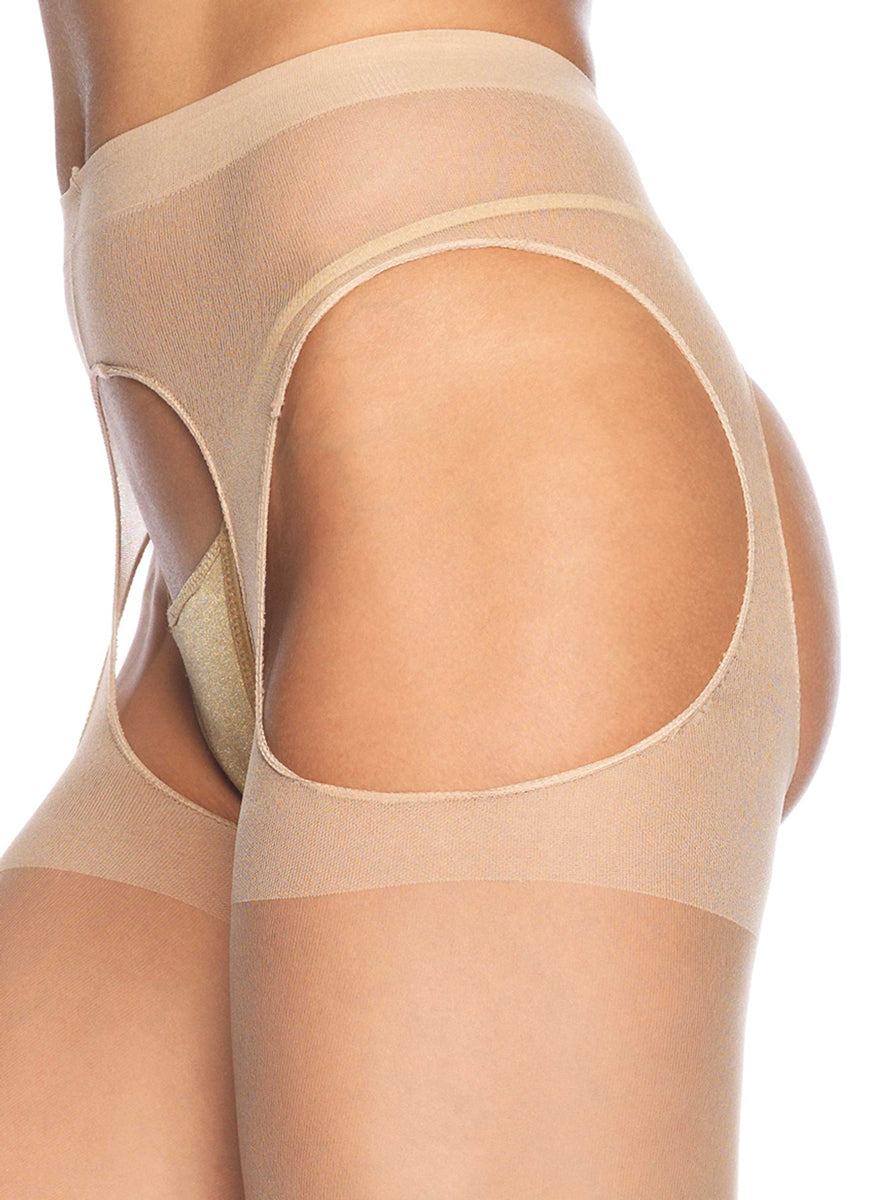 Womens Nude Coloured Sheer Suspender Stockings Close Image