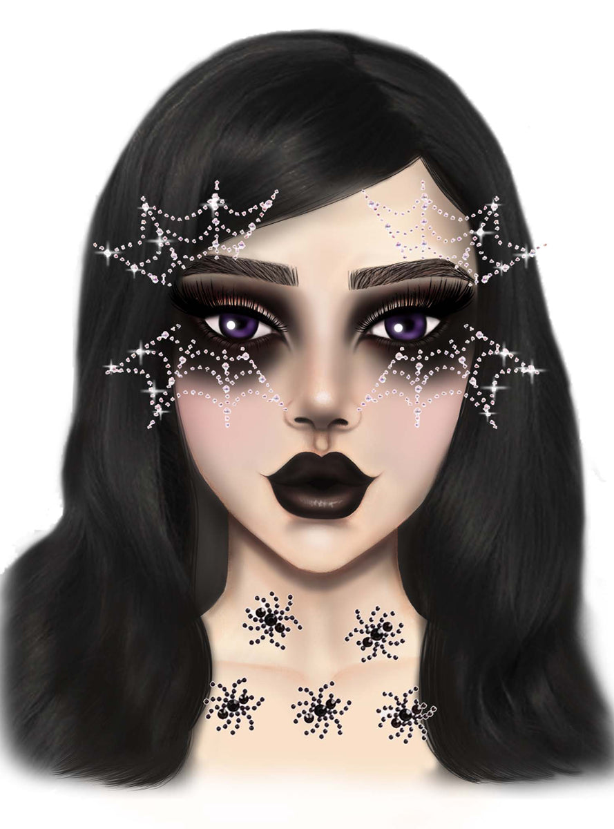 Womens Spider Web Halloween Costume Face Jewels Alternative Image