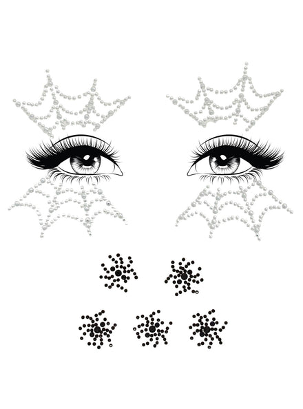 Womens Spider Web Halloween Costume Face Jewels Main Image