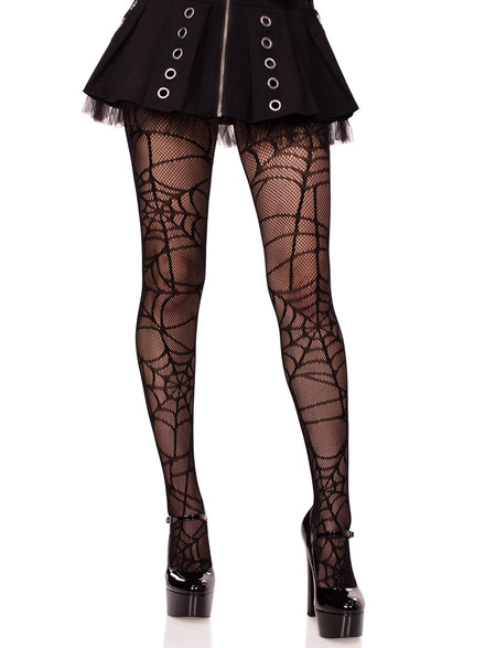 Womens Black Spiderweb Net Halloween Costume Tights Main Image
