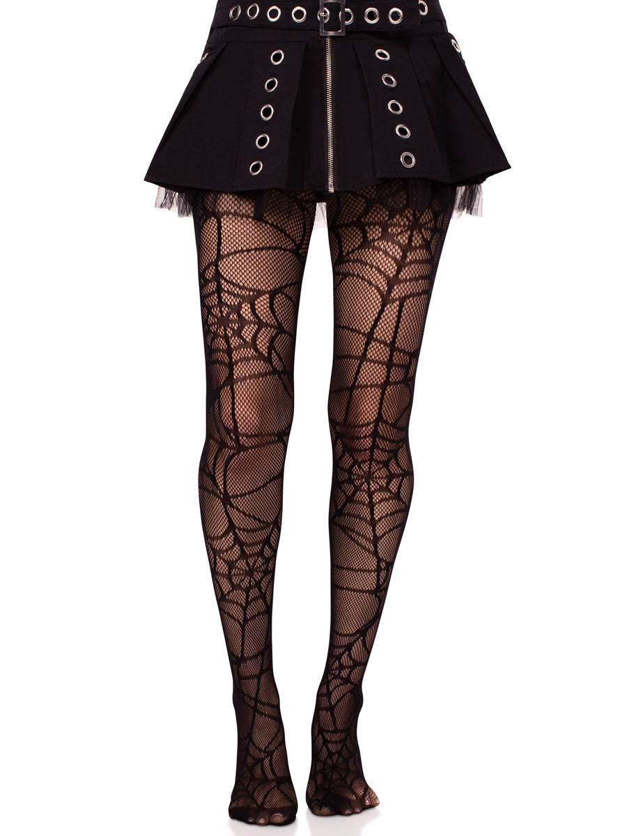 Womens Black Spiderweb Net Halloween Costume Tights Side Image Alternative Image
