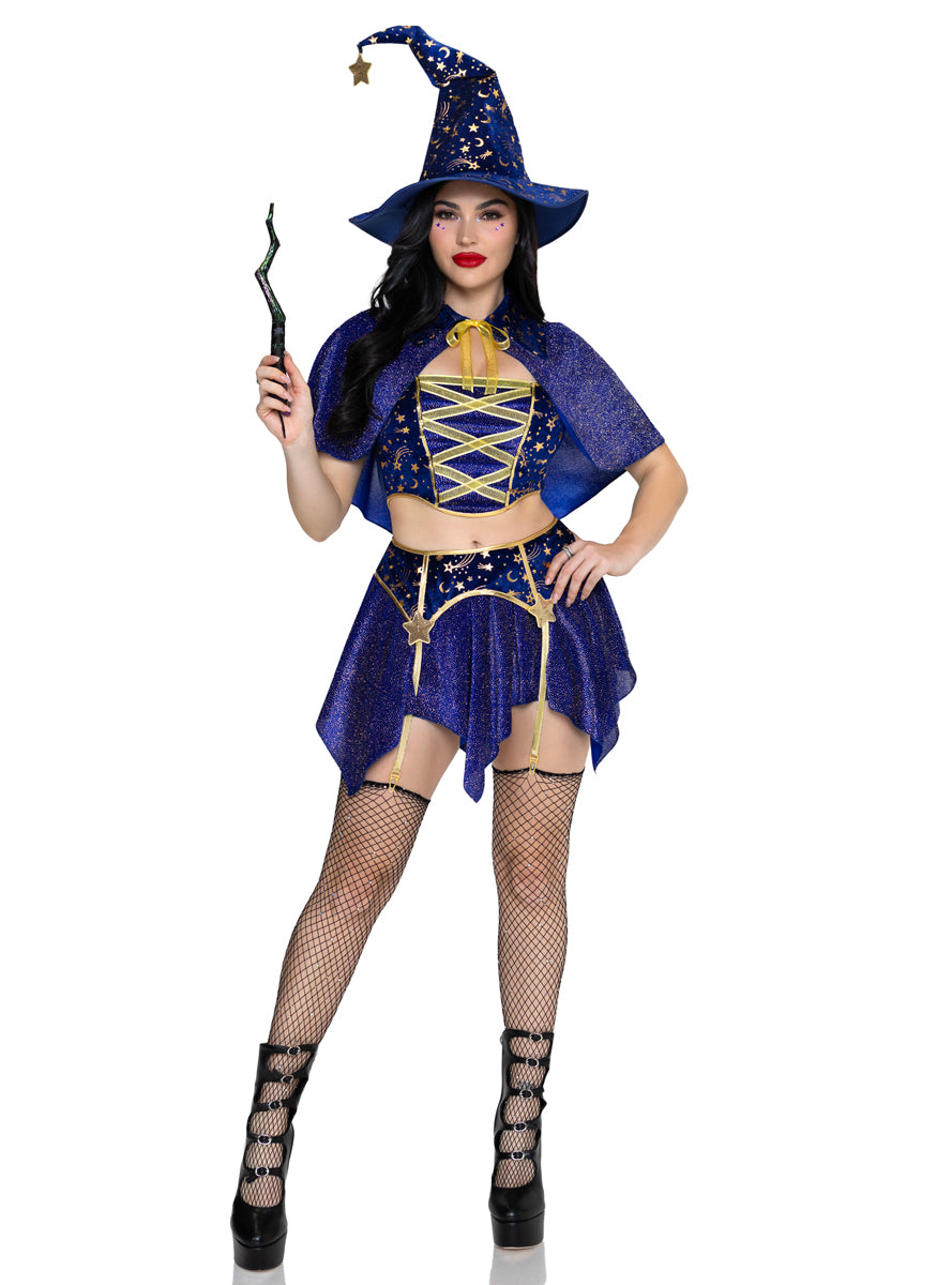 Sexy Womens Starstruck Wizard Blue Costume Front Image