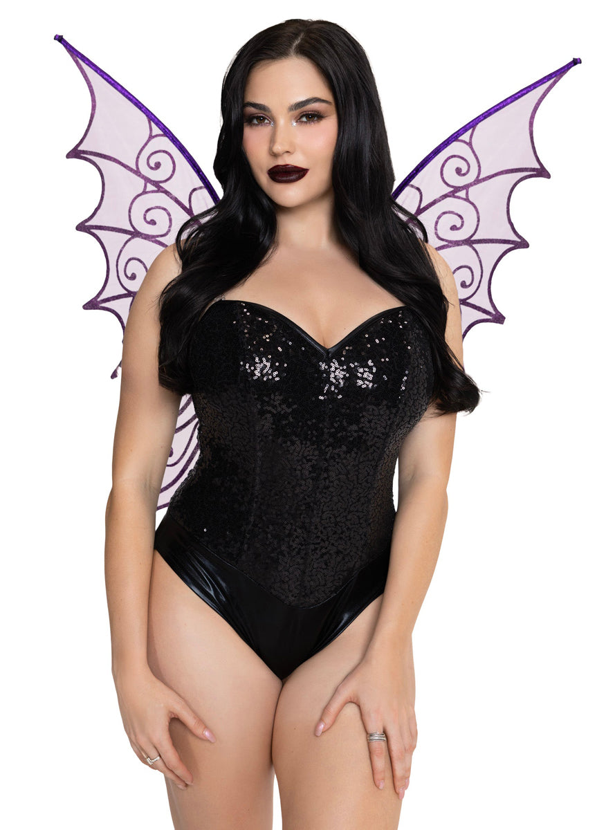 Pixie Purple Strapless Costume Wings with Glitter