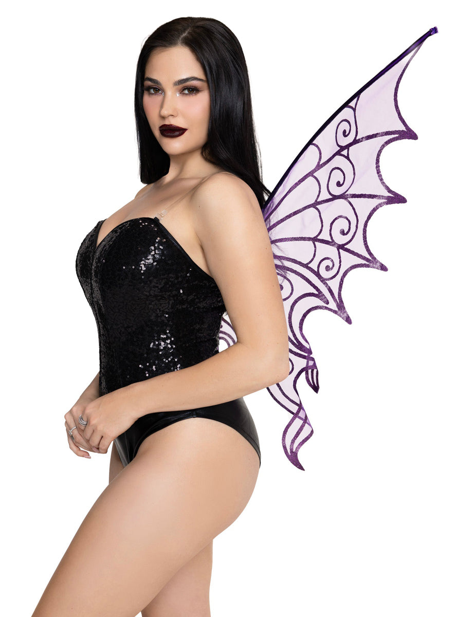 Pixie Purple Strapless Costume Wings with Glitter