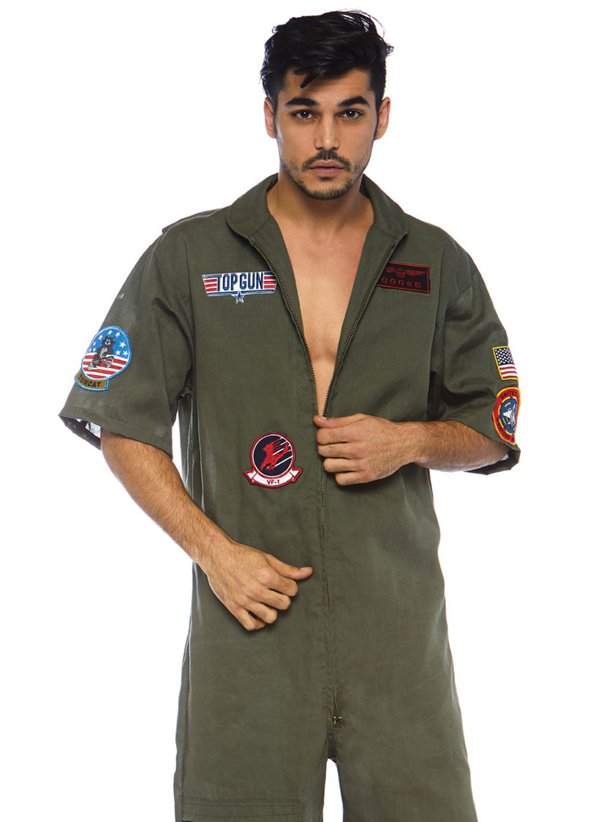 Top Gun Mens Short Flight Suit Costume