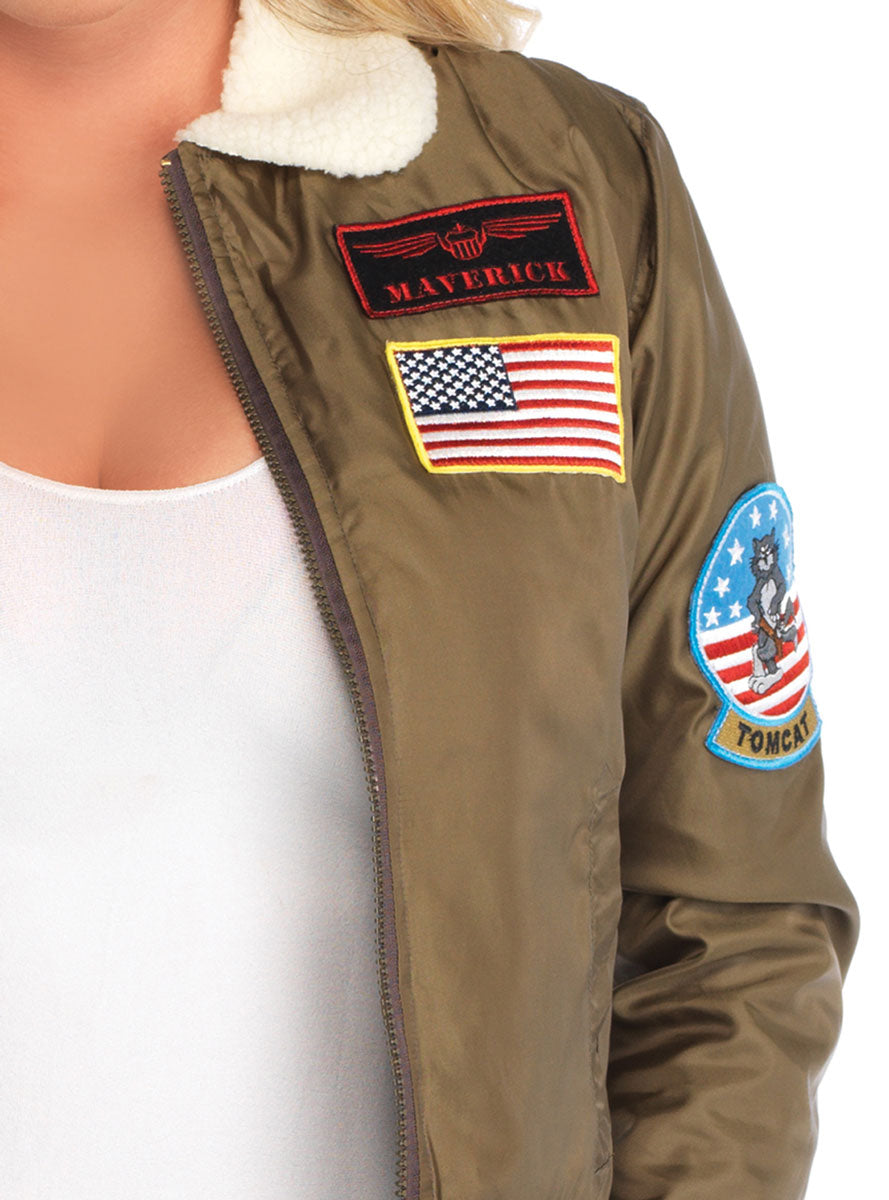 Top Gun Womens Khaki Bomber Jacket