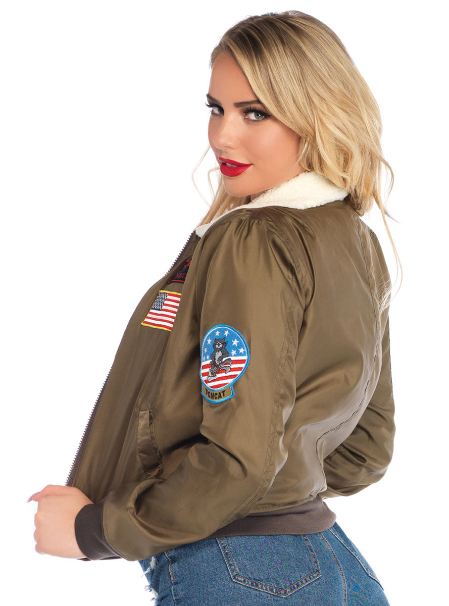 Top Gun Womens Khaki Bomber Jacket