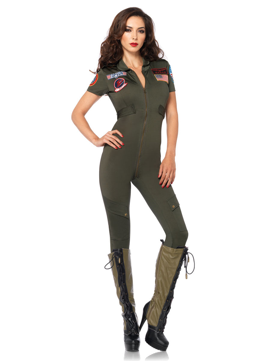 Top Gun Womens Zip Front Flight Suit Costume