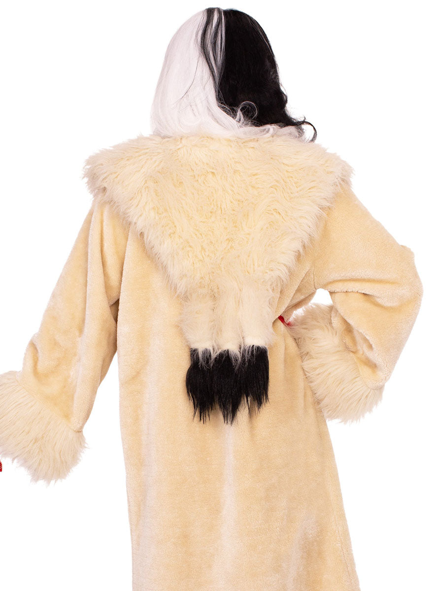 Villainess Satin Lined Faux Fur Coat Close Back Image
