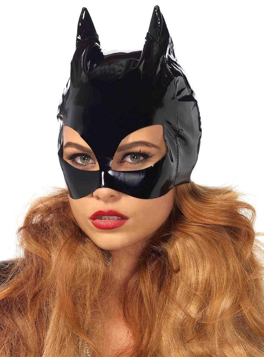 Wet Look Vinyl Catwoman Costume Mask