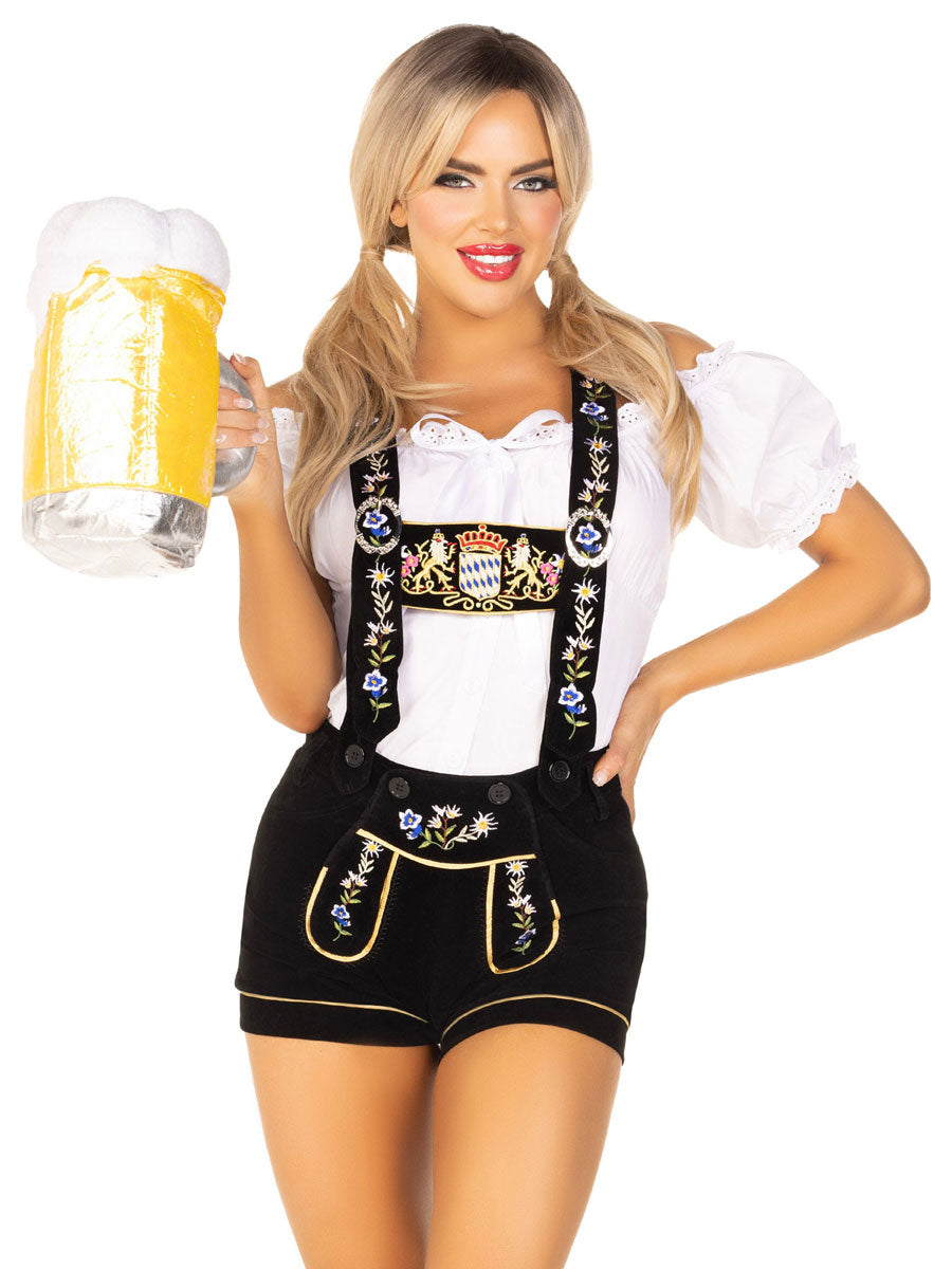 Cute Black Lederhosen Womens Oktoberfest Costume