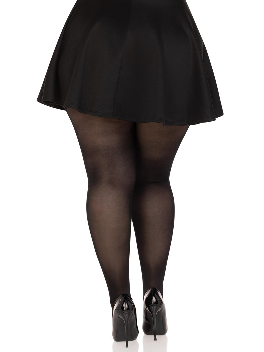 Plus Size Womens Black Sheer To Waist Full Length Tights Back Image