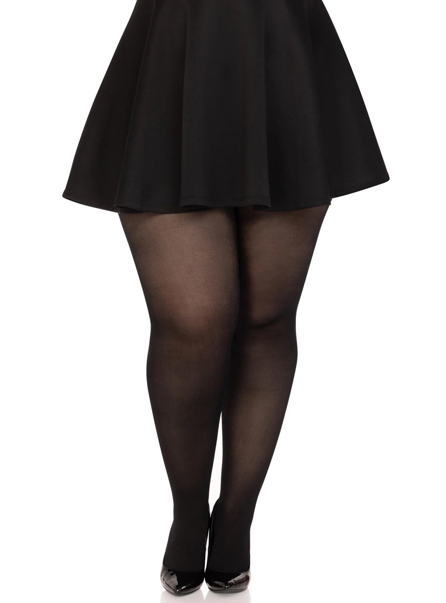 Plus Size Womens Black Sheer To Waist Full Length Tights Main Image