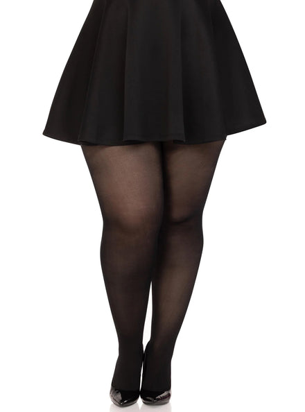 Plus Size Womens Black Sheer To Waist Full Length Tights Main Image