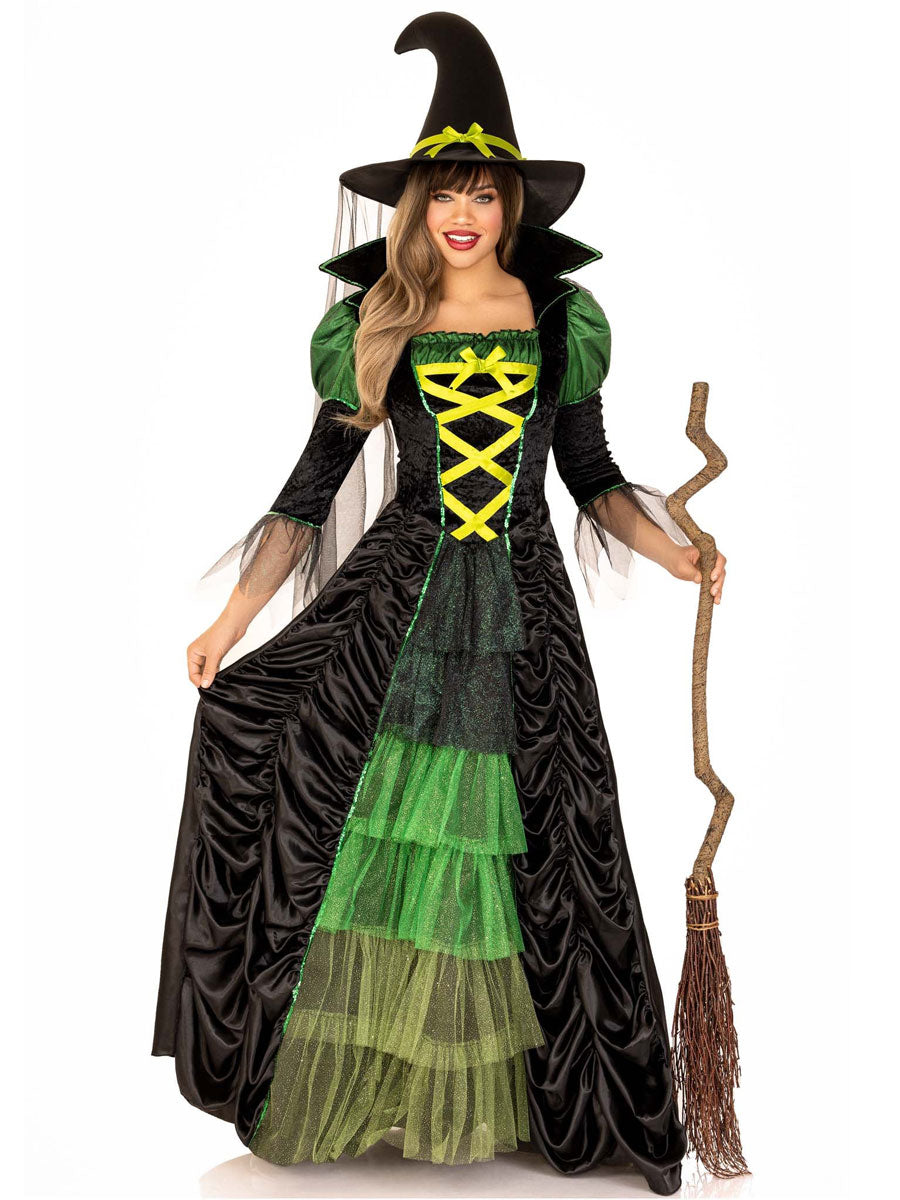 Green Spellcaster Women's Storybook Witch Halloween Costume Main Image