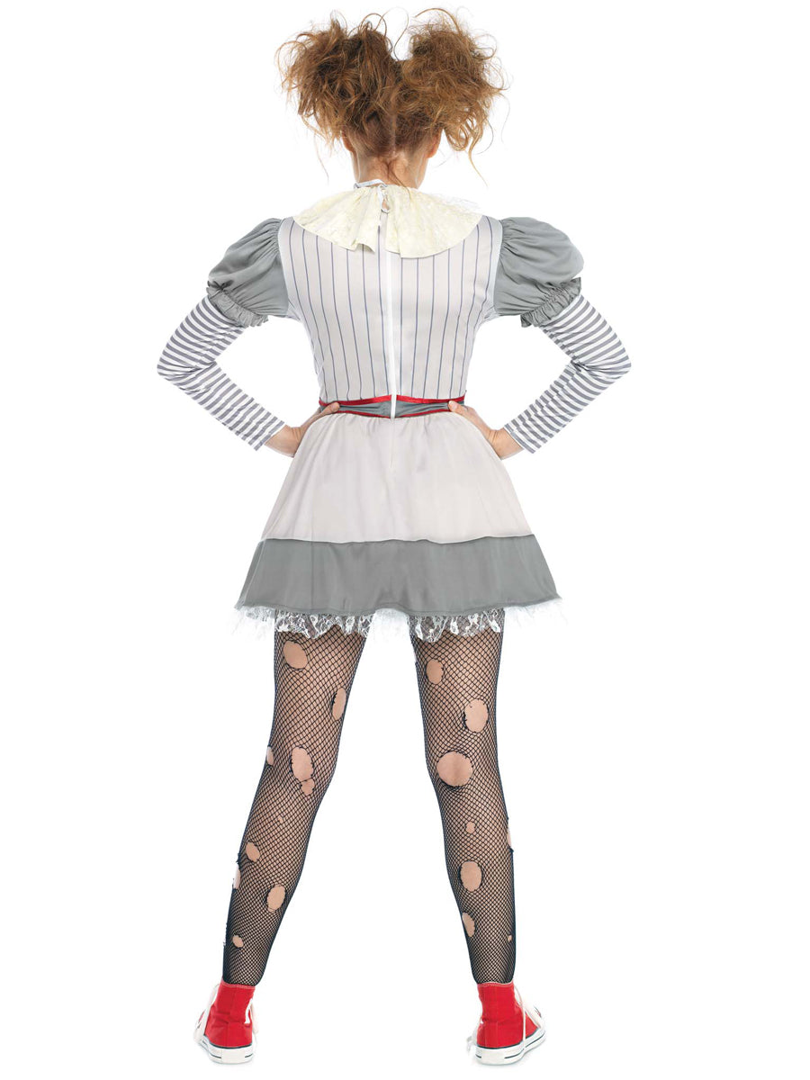 Women's Creepy Clown Pennywise Halloween Costume - Back Image