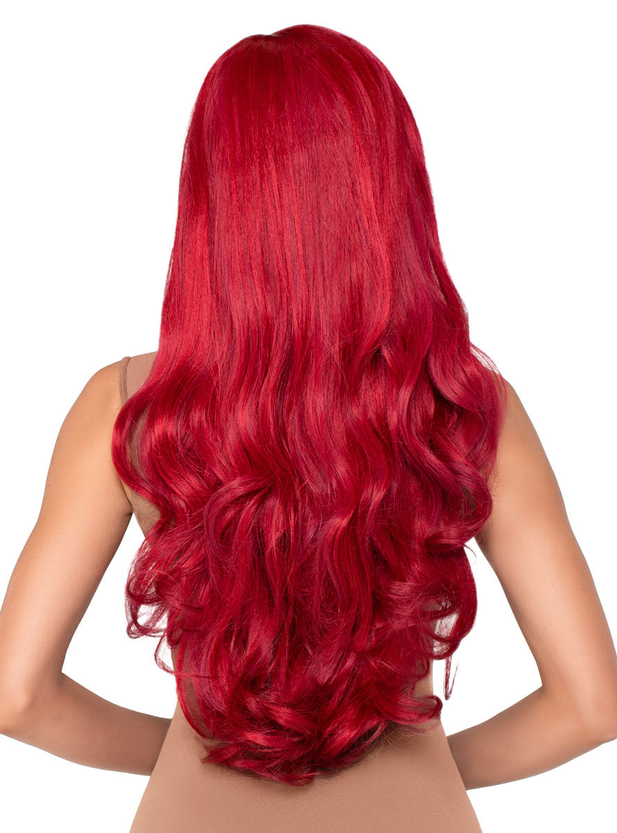Wavy Long Red Women's Ariel Costume Wig - Back Image