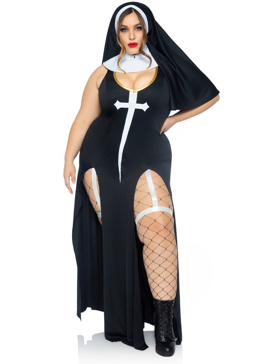 Sultry Sinner Womens Sexy Plus Size Nun Costume