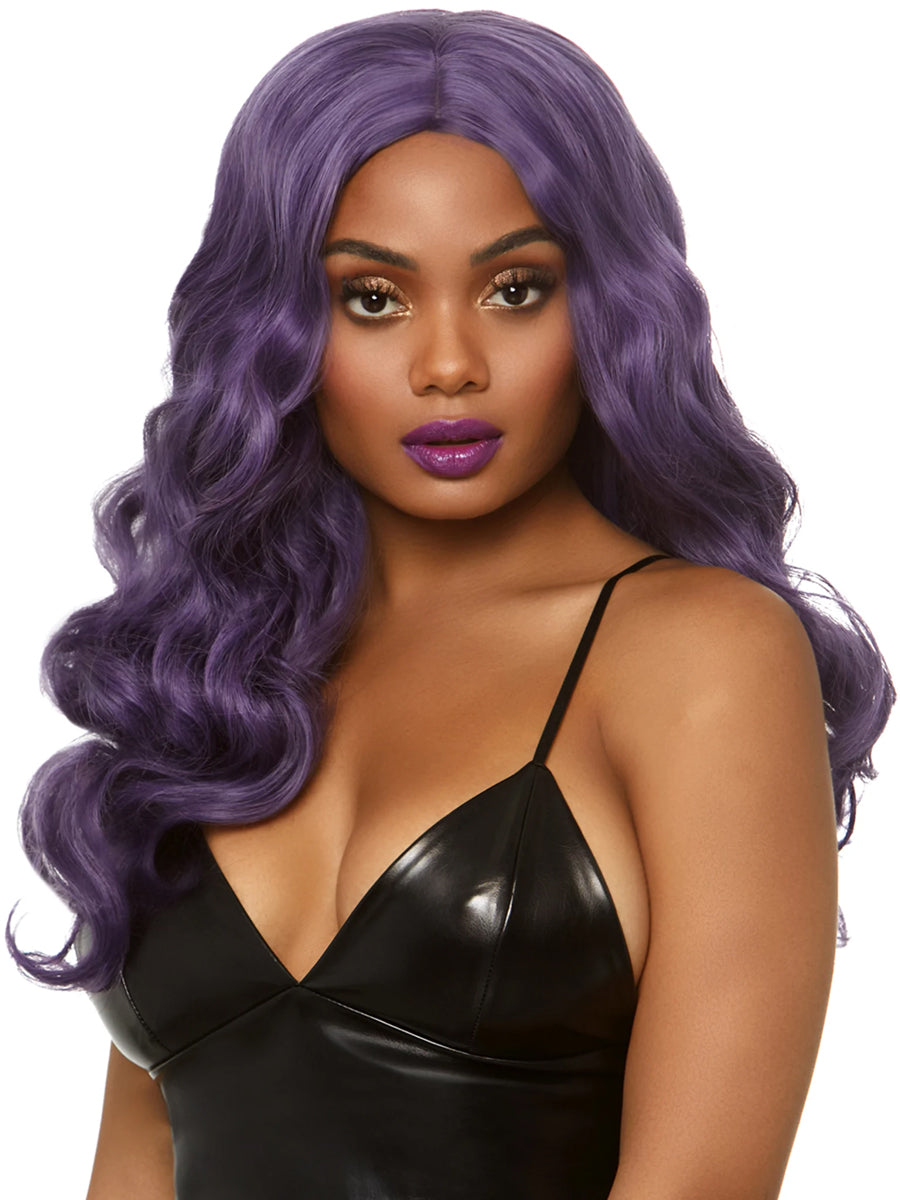 Womens Long Wavy Purple Mermaid Wig With Centre Part Alternative Image