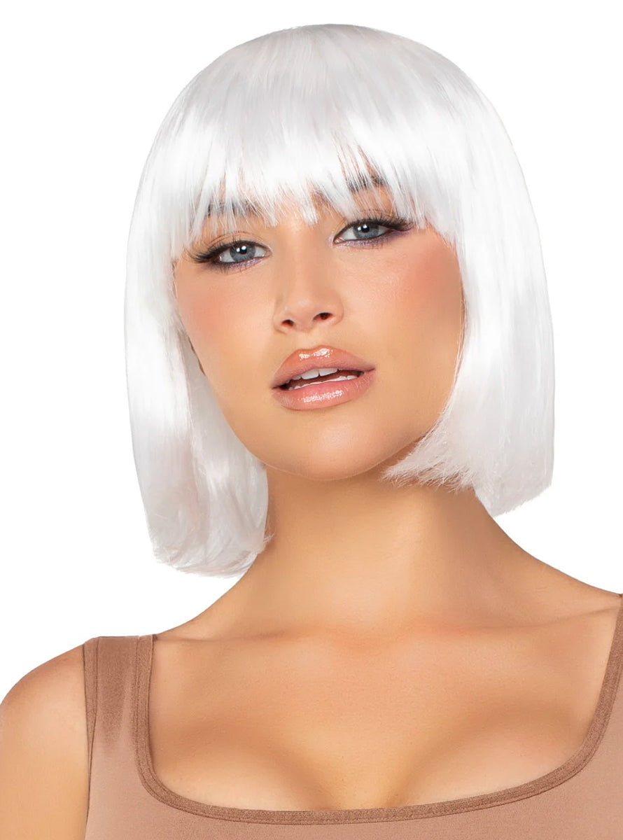 Womens Pearl White Short Natural Bob Costume Wig Alternative Image