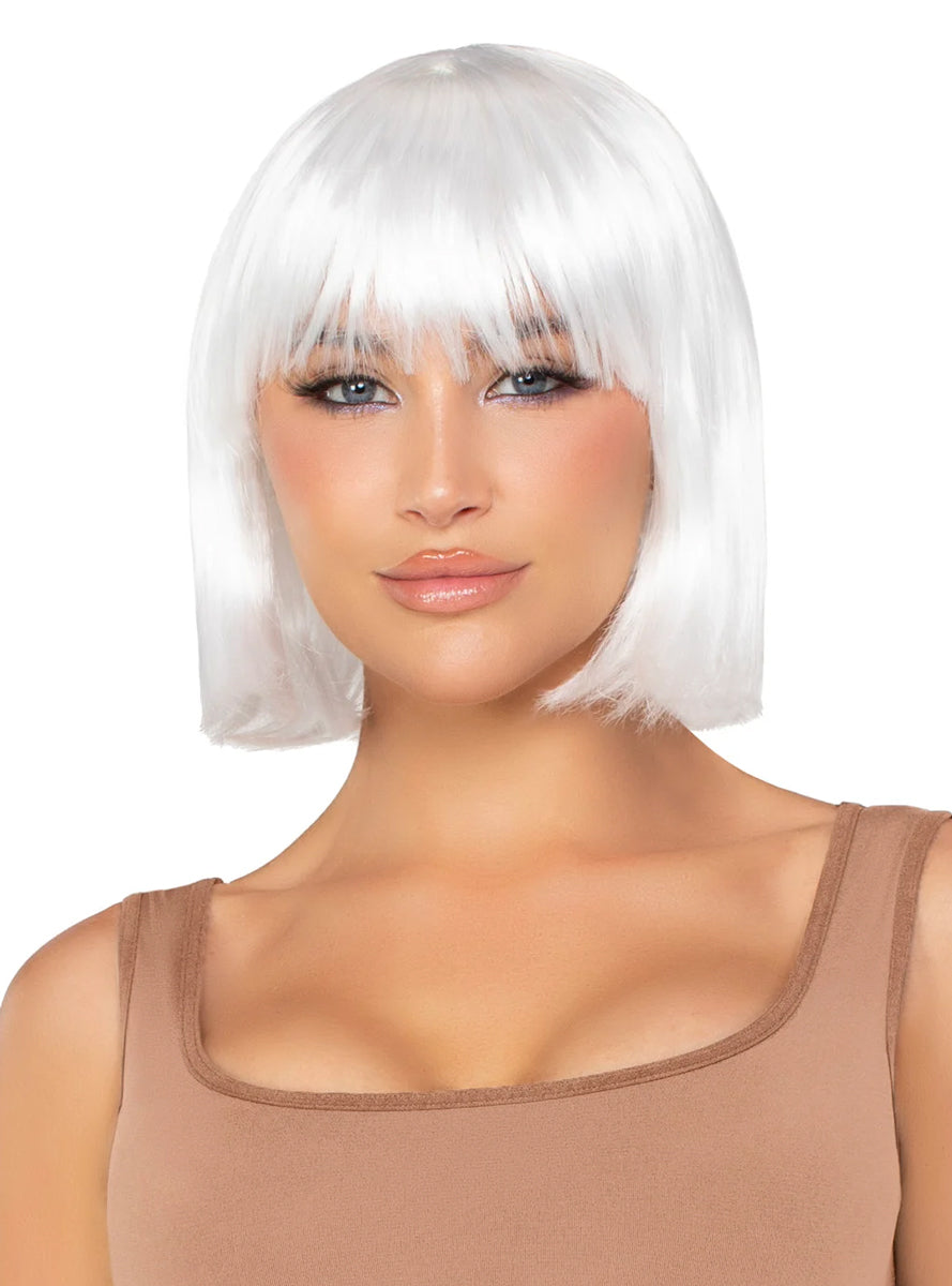 Womens Pearl White Short Natural Bob Costume Wig Main Image