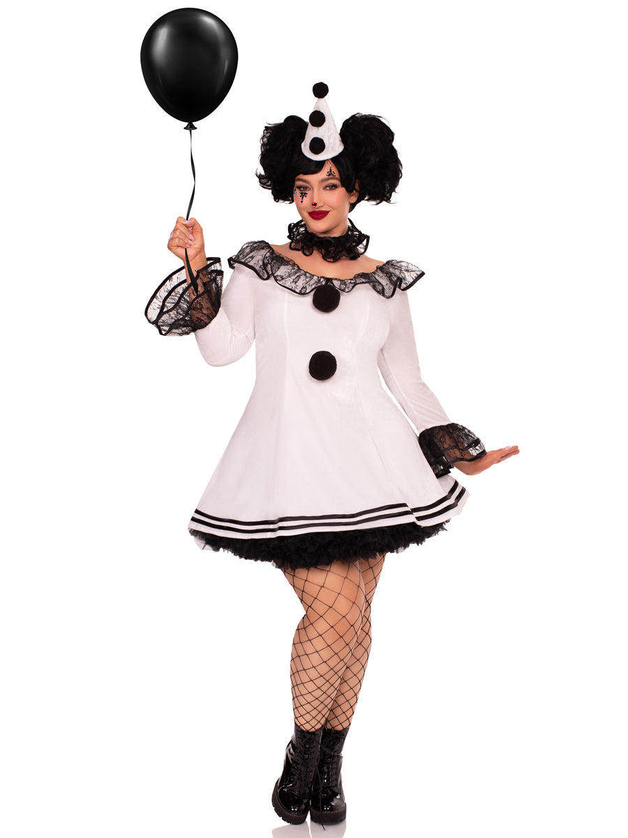 Pierrot Clown Womens Plus Size Costume