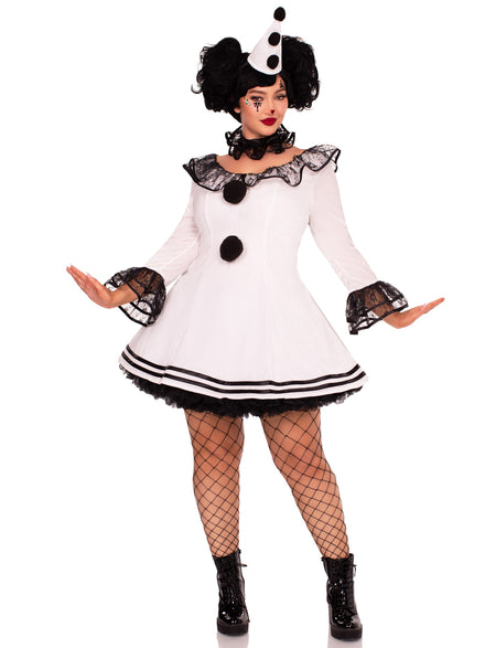 Pierrot Clown Womens Plus Size Costume