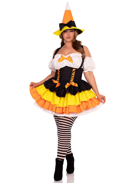 Candy Corn Witch Womens Plus Size Halloween Costume
