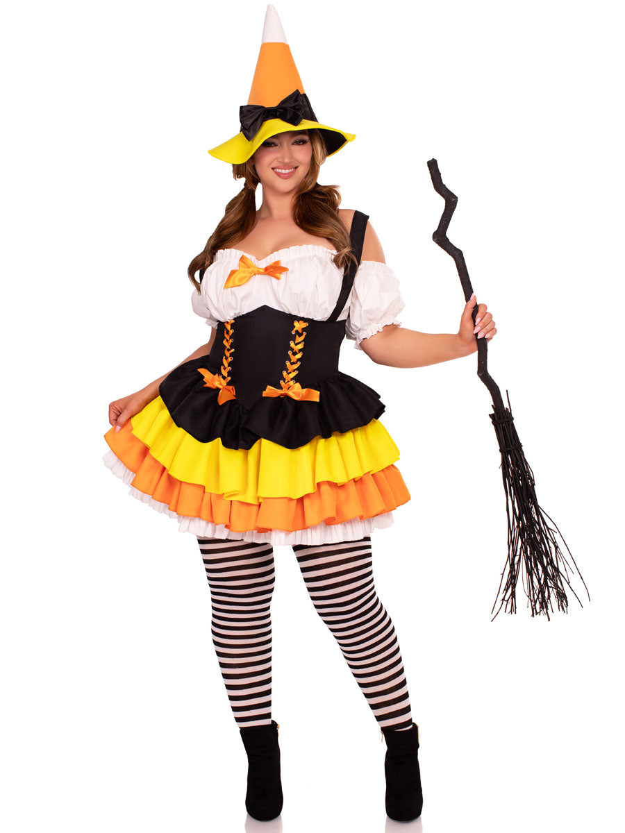 Candy Corn Witch Womens Plus Size Halloween Costume