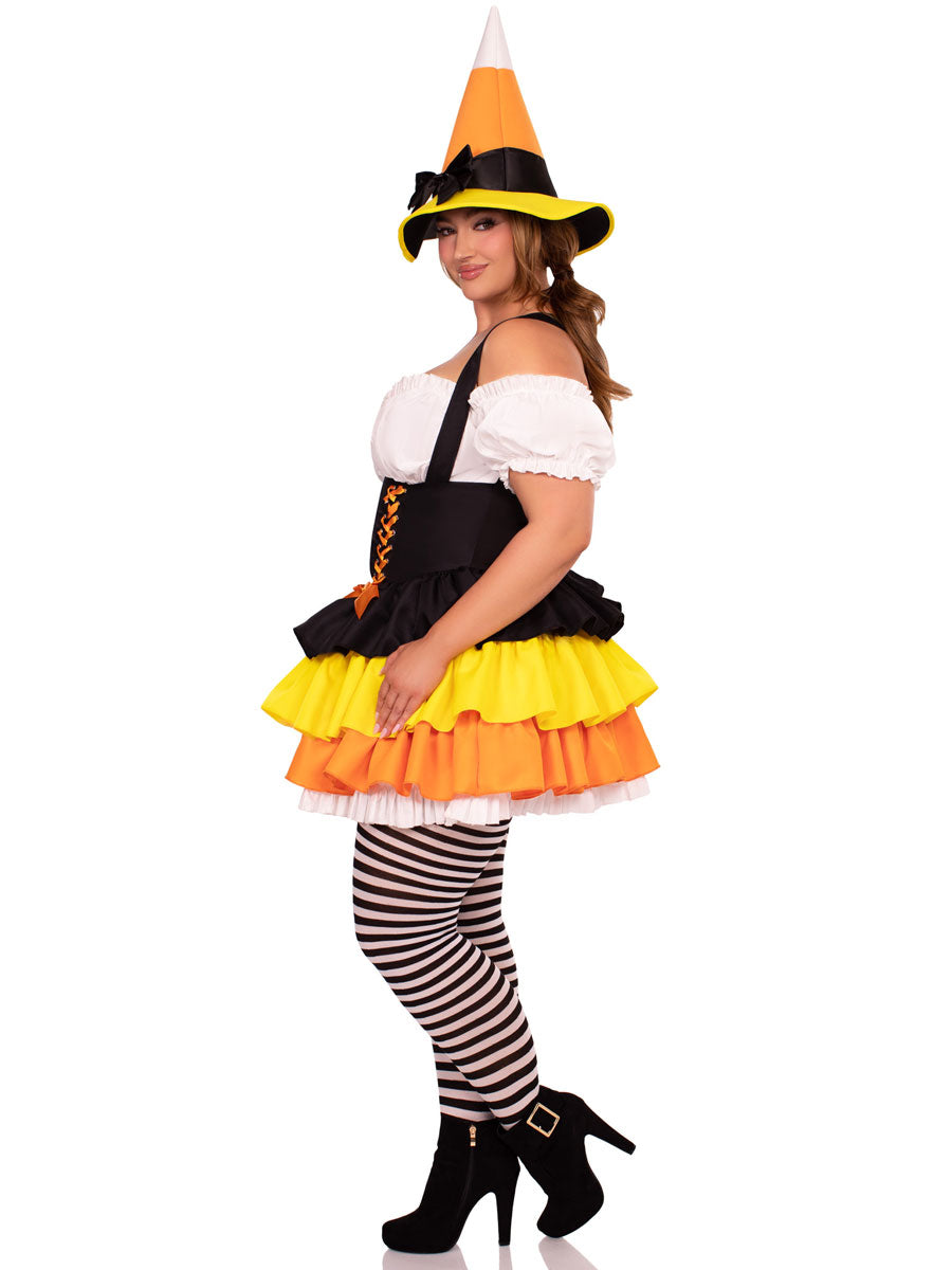 Candy Corn Witch Womens Plus Size Halloween Costume