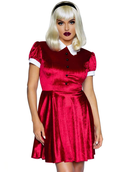 Womens Red Velvet Spellbinding Witch Costume Alternate Front Image 2