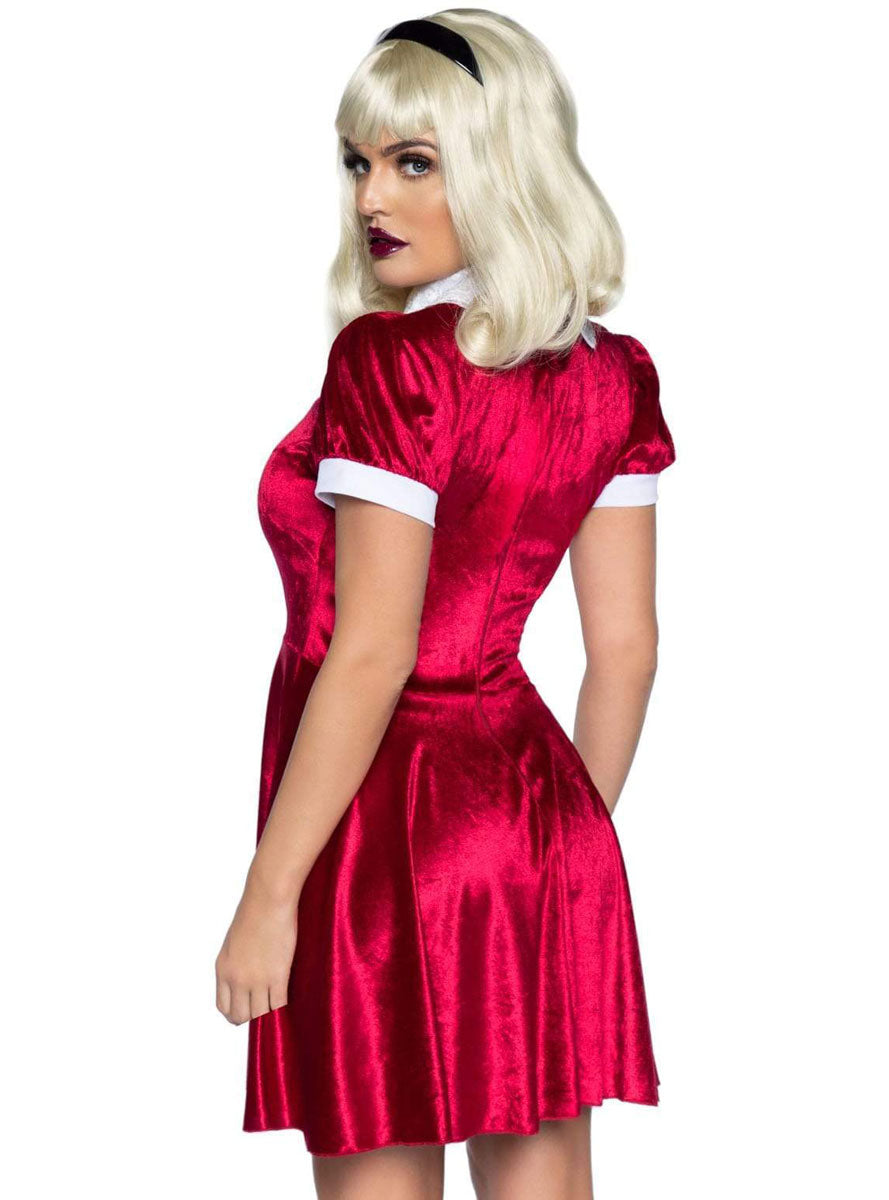 Womens Red Velvet Spellbinding Witch Costume Back Image