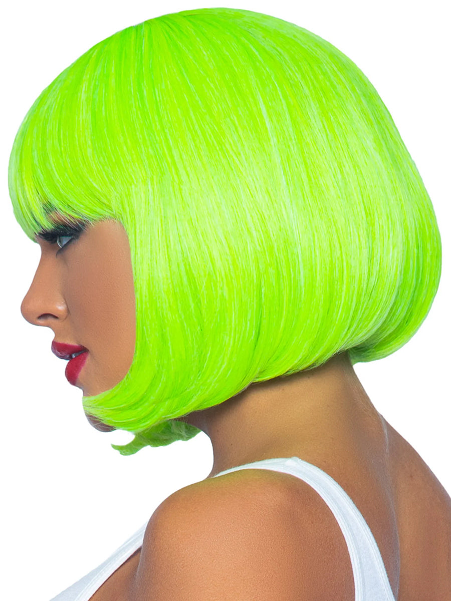 Womens Short Neon Green Bob Costume Wig Alternative Image