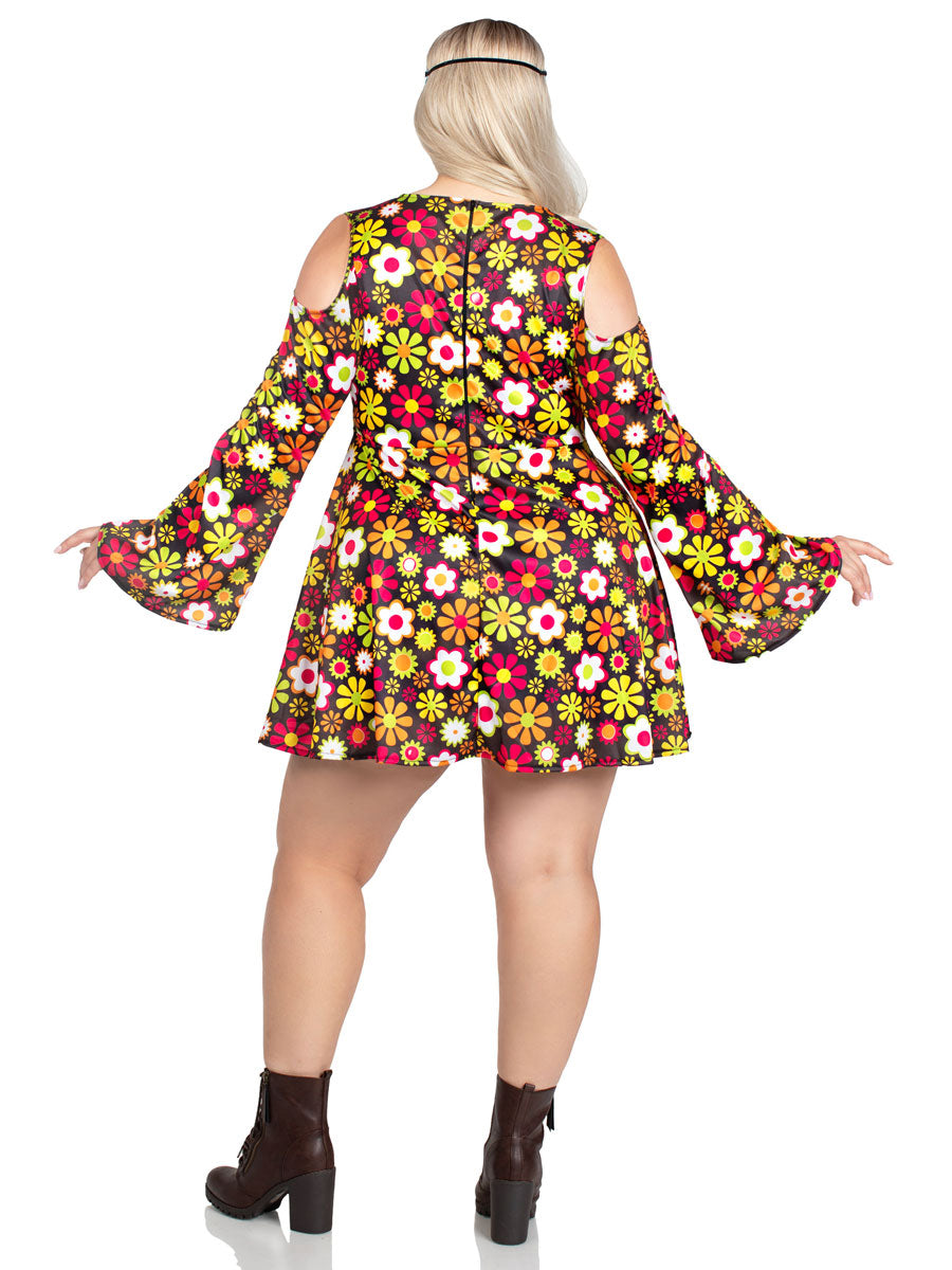 Women's Plus Size 1960's Bohemian Hippy Costume - Back Image