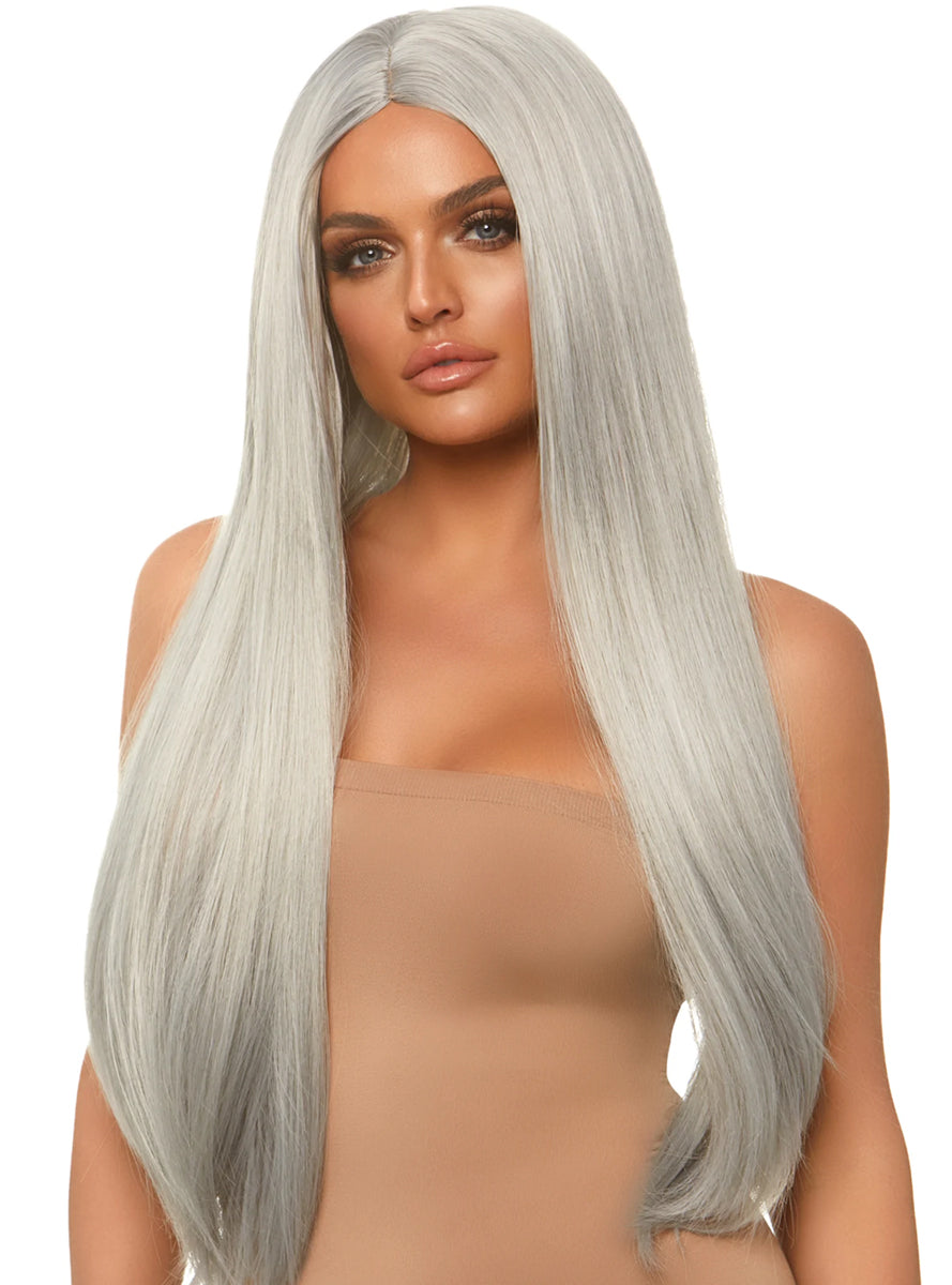 Womens Straight Long Grey Costume Wig Main Image