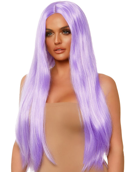 Womens Straight Long Lavender Costume Wig Main Image