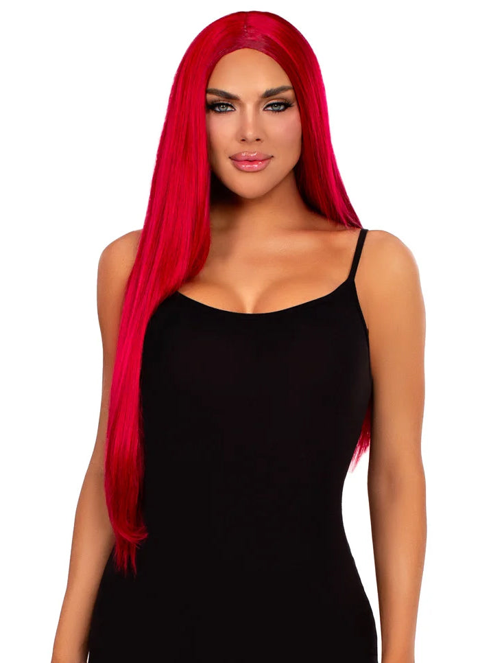 Womens Straight Long Red Costume Wig Alternative Image 1