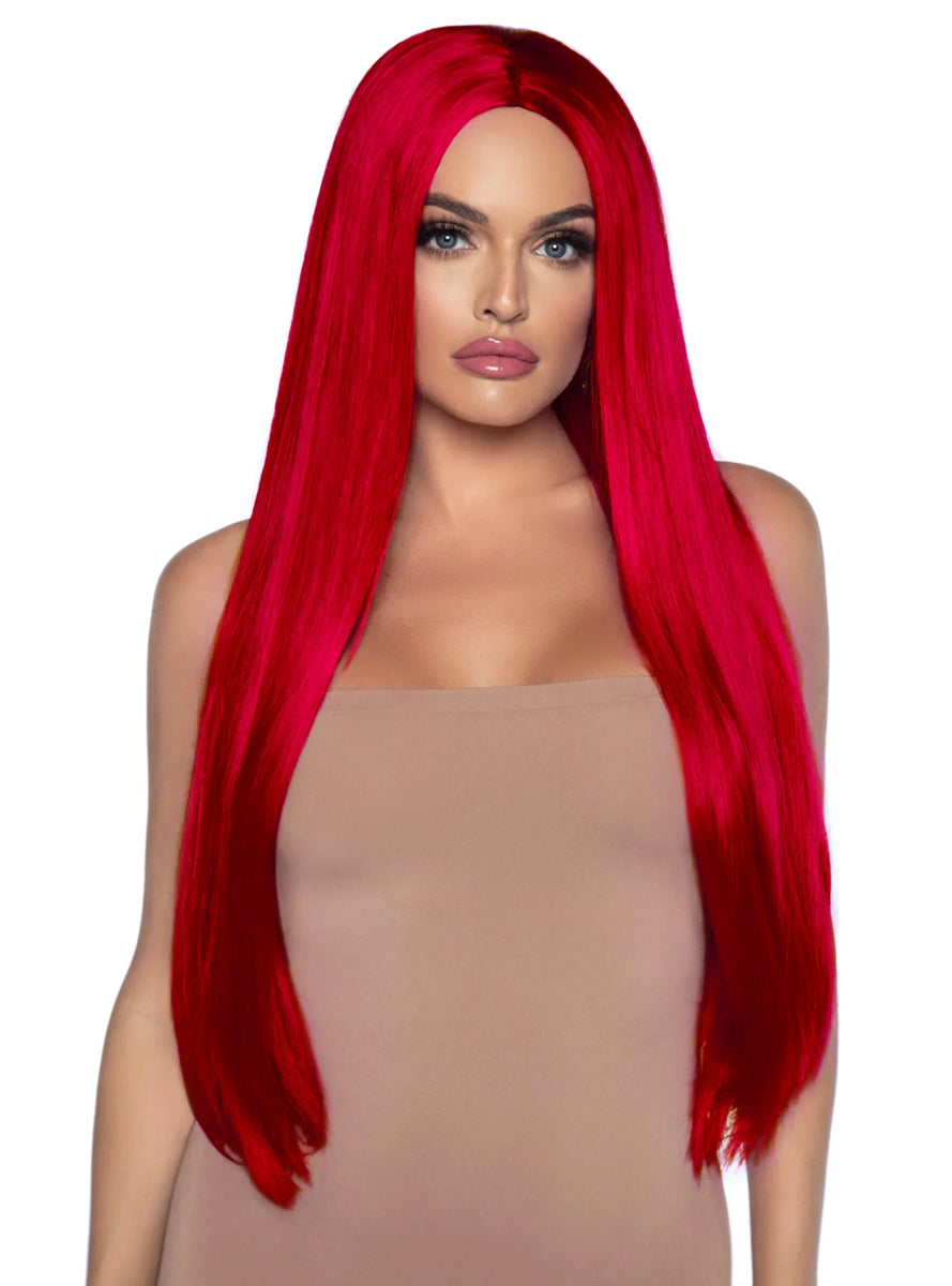 Womens Straight Long Red Costume Wig Main Image