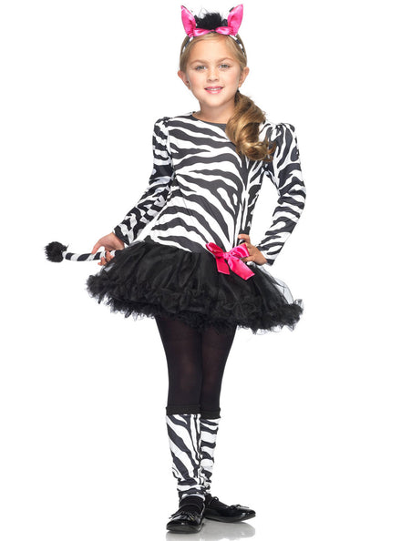 Girls Cute Zebra Diva Animal Costume